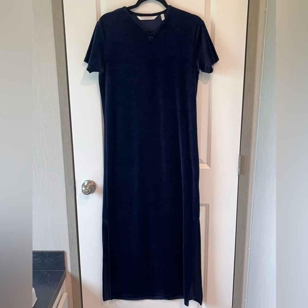Vintage Victoria's Secret Country Velvet Midi Nightgown Size M Blue